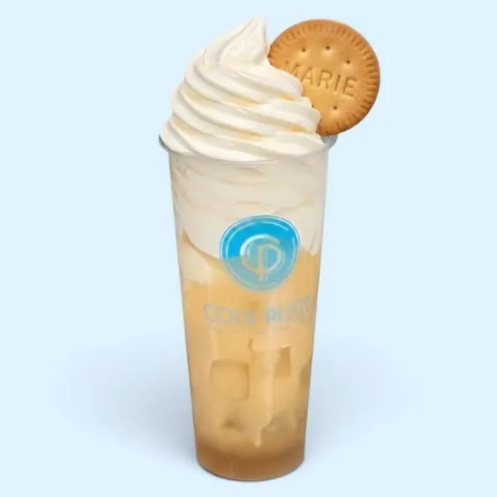 Iced milk tea topped with soft serve and Marie biscuit at Cold Plate，a Ice Cream Shop in Seattle